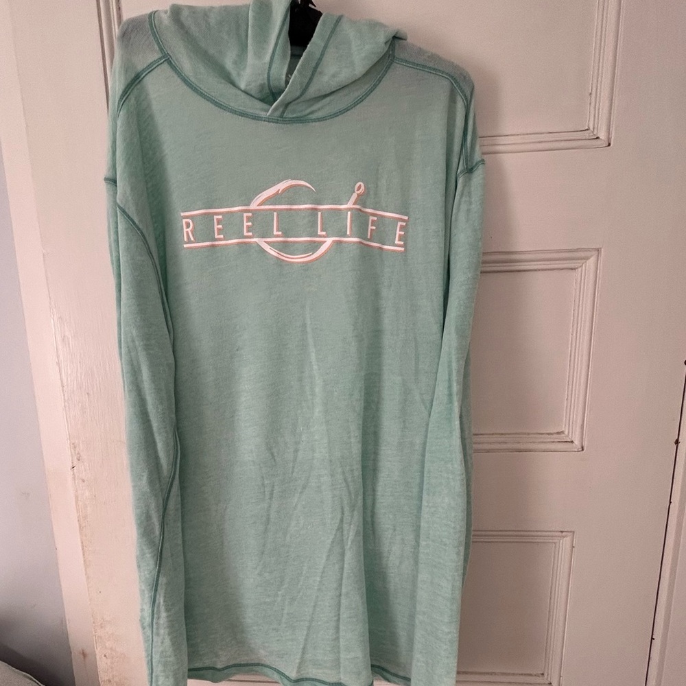 Sunshirt Reel Life Washed Circle Palm Pullover Hoodie Seafoam XXL